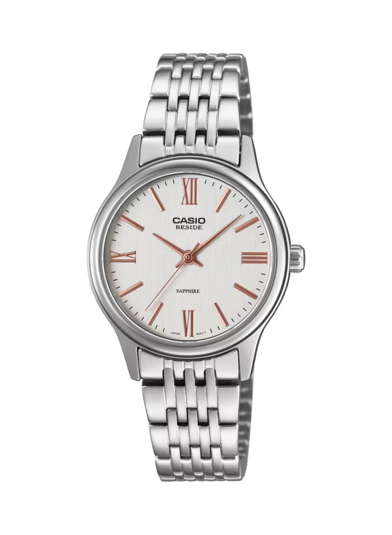كاسيو Beside Analog Women's Watch BLS-100D-7AVDF, 34.5mm White Dial, Silver Stainless Steel Case & Bracelet, 50 m WR - Image 1